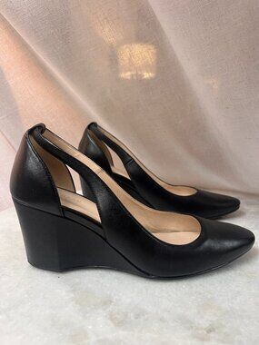 Cole Haan Grand Ambition Black Leather Wedge Pump | Size 7.5